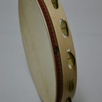 Tamburelli in legno di faggio naturale  con pelle di capretto diametro cm 40 altezza cm 6 con n. 12 coppie di sonagli da cm 4 - immagine 3