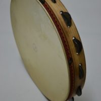 Tamburelli in legno di faggio fiammati con pelle di capretto diametro cm 40 altezza cm 6 con n. 12 coppie di sonagli da cm 4 - immagine 3