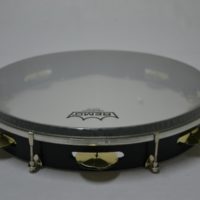 Tamburelli sintetici accordabili in legno di faggio nero, diametro cm 35 altezza cm 5,7 con n°7 coppie di sonagli da cm 5