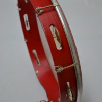 Tamburelli sintetici accordabili in legno di faggio rosso, diametro cm 35 altezza cm 5,7 con n°7 coppie di sonagli da cm 5 - immagine 2